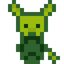 正面向きで描いた結果。直立した緑色の人型。これが「変質者」